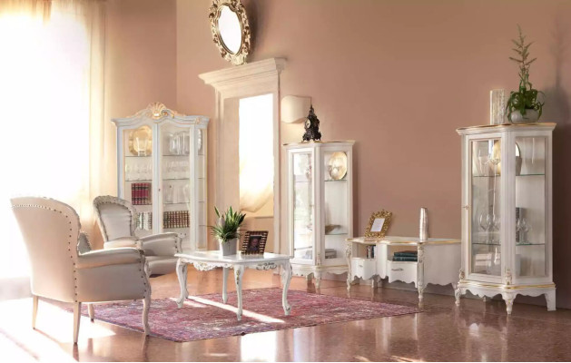 Klassische Qualität weiße Vitrine Luxusmöbel neu im Wohnzimmer Regal