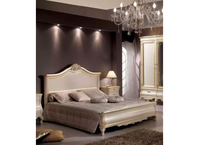 Holzdoppelbett Luxusdesign Schlafzimmermöbel Klassisch Beige