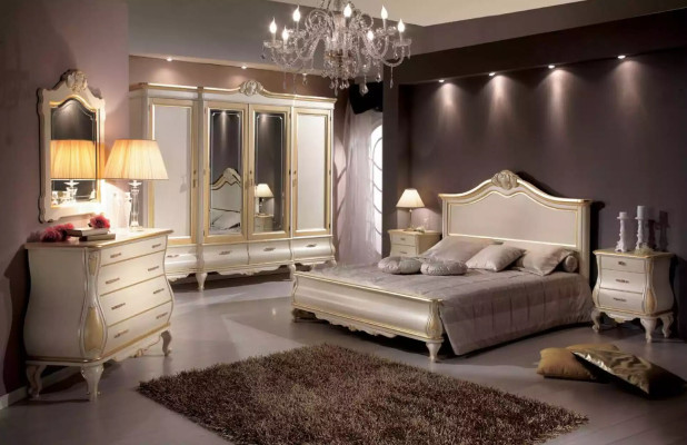 Holzdoppelbett Luxusdesign Schlafzimmermöbel Klassisch Beige
