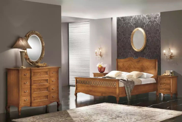 Schlafzimmer Kommode mit Spiegel Luxus Modern Möbel Set 2tlg Holz Neu