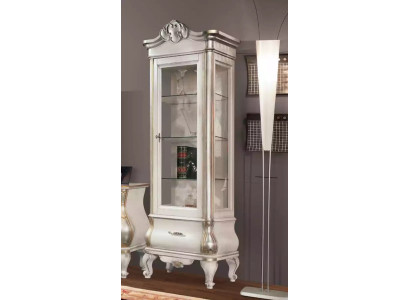 Luxuriöser Holzschrank mit Glas Klassische weiße Möbel Schrank Vitrinen