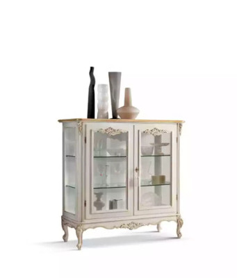 Glasschrank Luxus Vitrine Weiß Vitrine Klassische Italienische Möbel
