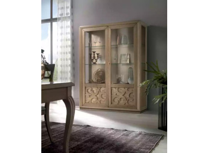 Vitrinen Holz Glas Schrank Braun Vitrine Wohnzimmer Möbel Anrichte Neu
