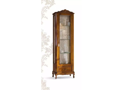 klassischer brauner Schrank mit Schubladen Glas Designer Holz neu