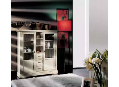 Wohnzimmer Möbel Holz Vitrine Glas Schrank Echtholz Anrichte Vitrine
