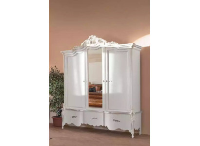 Weißer Kleiderschrank Massivholz Möbel Schlafzimmer Designer Glastüren
