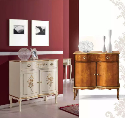 Luxuriöses weißes Sideboard mit Schubladen Möbel Holzschrank Lampe Lampen