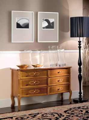 Luxuriöses exklusives Design braune Holzkommode klassische Möbel neu