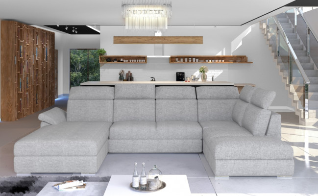 Ecksofa Stoff Eckgarnitur U-Form Sofa Couch Design Couch Polster Textil Modern