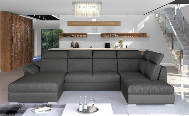 Ecksofa Stoff Eckgarnitur U-Form Sofa Couch Design Couch Polster Textil Modern