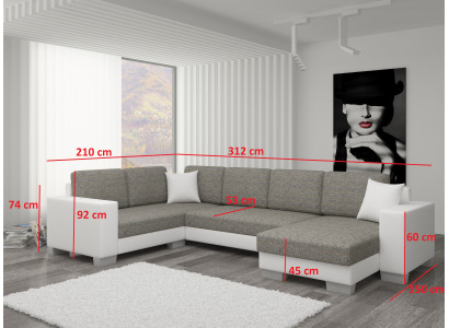 Wohnlandschaft Ecksofa Sofa Couch Polster Textil Eck Textil Stoff Garnitur Neu