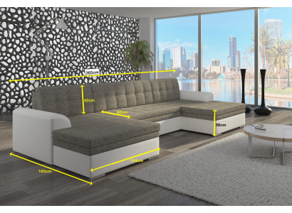 Modern Design Ecksofa Vento Bettfunktion Couch Leder Polster Textil Sofas