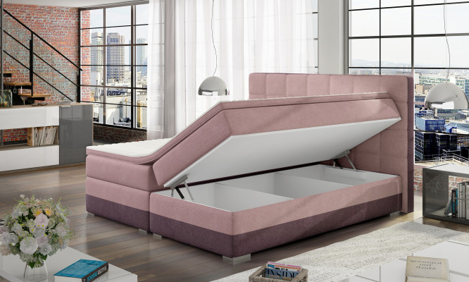 Lederbett Polster Bett Boxspring Betten Bettkasten 180x200cm Matratze