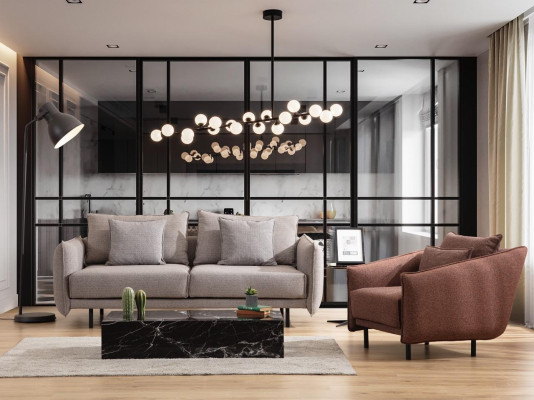 Sofagarnitur Sofa 3+1 Sitzer Sessel Tisch geschnitzte Beinen 2tlg. Neu
