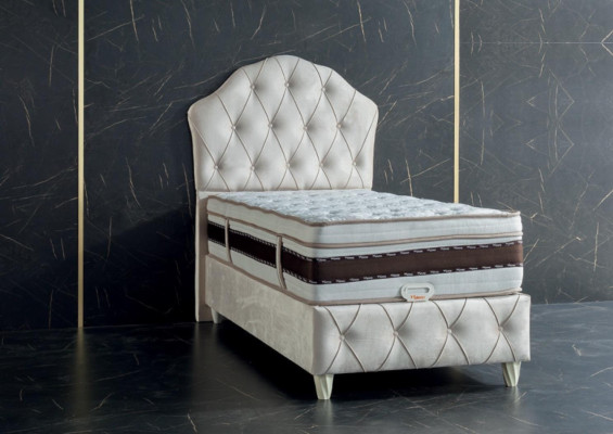 Bett weiß Einzelbett Schlafzimmer Boxspringbett Chesterfield Stil Betten