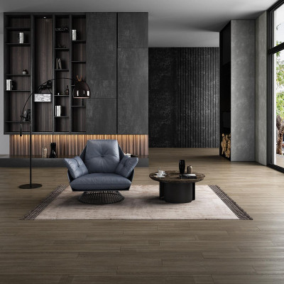 Sessel Design Grau Metall Relax Club Lounge Einsitzer Polster Stoff Leder