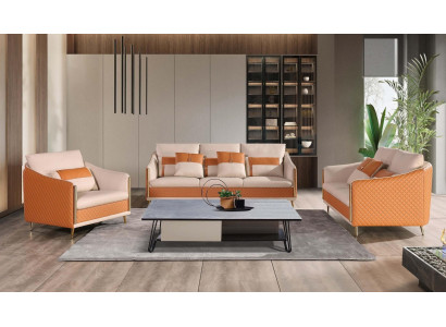 Designer-Sofa Sofa 3 Sitzer Modernes Sofa Wohnlandschaft Ledersofa