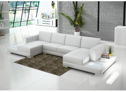 Ecke Ecksofa U-Form Wohnlandschaft Sofa Couch Polster Garnitur Stoff Sofas Leder