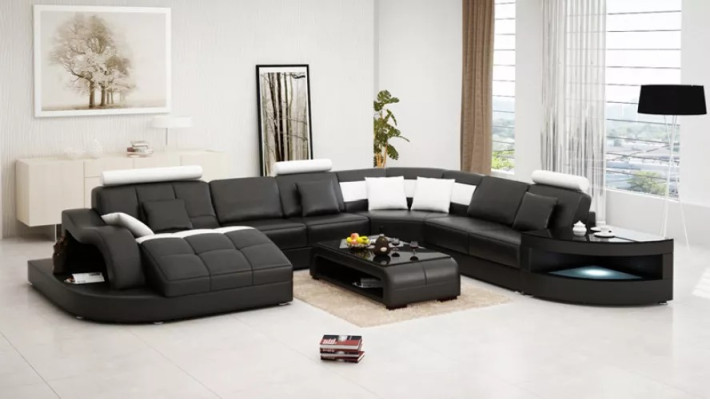 Eckcouch Design Ecksofa Wohnzimmer Möbel Lederpolster Couch Sofa Wohnlandschaft