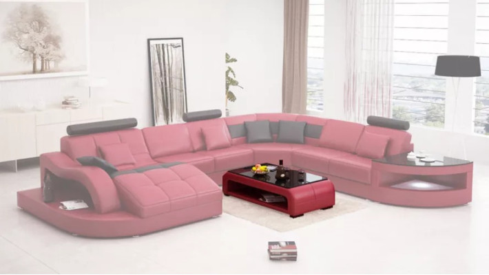 Eckcouch Design Ecksofa Wohnzimmer Möbel Lederpolster Couch Sofa Wohnlandschaft
