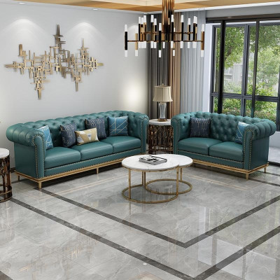 Sofagarnitur 3+2 Sitzer Ledersofa Modernes Sofa Designer Sofa Neu Chesterfield