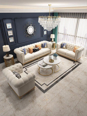 Sofagarnitur 3+2 Sitzer Ledersofa Modernes Sofa Designer Sofa Neu Chesterfield