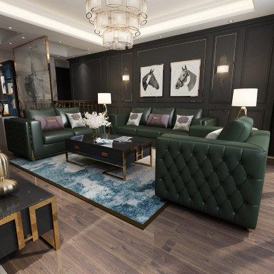 Wohnlandschaft Sofagarnitur 3+2+1 Sitzer Ledersofa Couch Garnitur Chesterfield