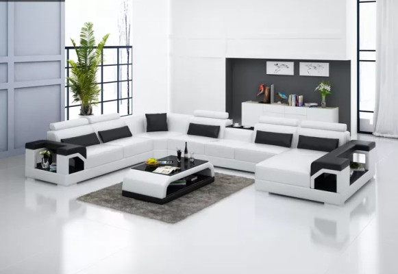 Design Ecksofa Wohnzimmer Möbel Deko Moderne Eckcouch Lederpolster Couch