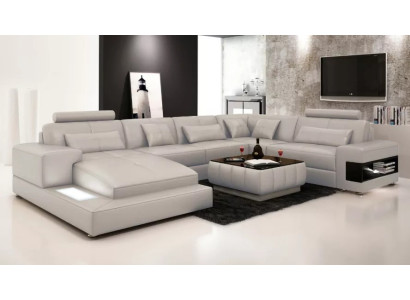 Ecksofa Couch Polster Wohnlandschaft Sofa 2tlg. Set Couchtisch Eck Garnitur