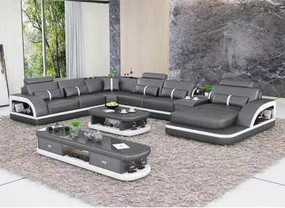 Wohnzimmer Leder xxl couch sofa polster landschaft moderne designer