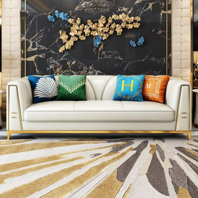 Medusa Edelstahl Leder Sofagarnitur Couch Wohnzimmer Möbel 4tlg Set