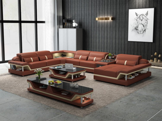 Sofa mit USB Designer Wohnlandschaft U-Form Couch Ecksofa Polster Garnitur Neu