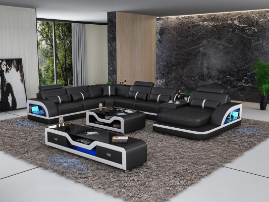 Eckgarnitur Ledersofa Design Ecksofa Luxus Wohnlandschaft led sofa couch Polster