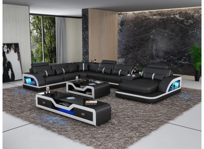 Eckgarnitur Ledersofa Design Ecksofa Luxus Wohnlandschaft led sofa couch Polster