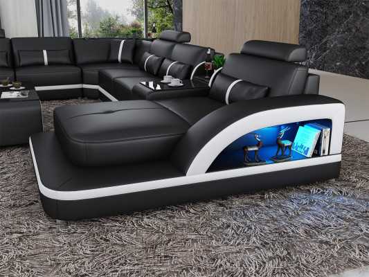 Eckgarnitur Ledersofa Design Ecksofa Luxus Wohnlandschaft led sofa couch Polster