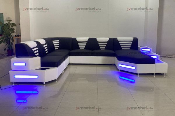 Design Modern Sofa Couch Ecksofa U-Form Ledercouch Wohnlandschaft Ecksofa