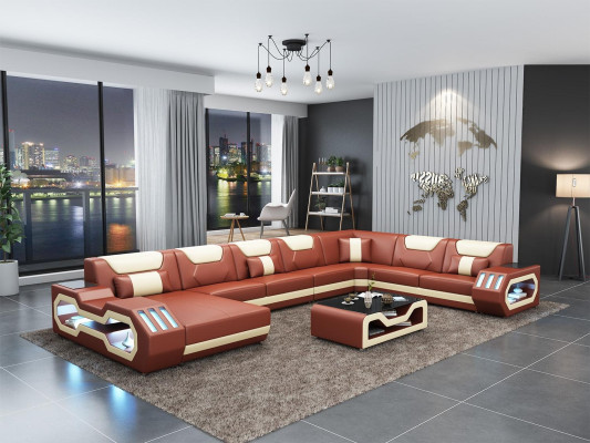 Ledersofa Ecksofa Garnitur Polster U Form Couch Sofa Design Eckgarnitur Sofas