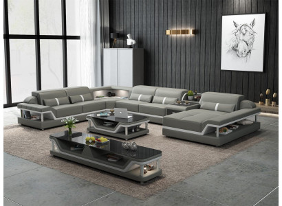 Wohnlandschaft U Form Ecksofa Couchtisch Sideboard Design Wohnlandschaft 3tlg