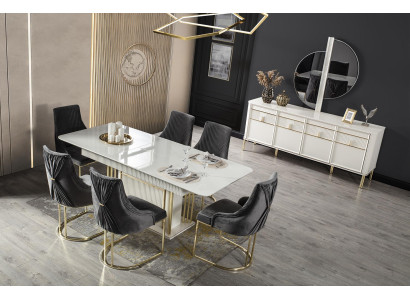 Esstisch Moderner Tisch Holz Esszimmer Garnitur 6x Stuhl Set Stühle 7tlg Set