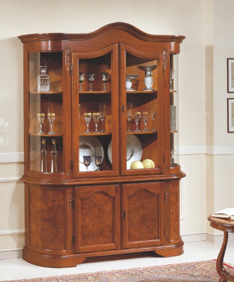Möbel Glas Vitrine Holz Braune Glasvitrine Regale Italien klassische Möbel Neu