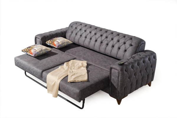 Dreisitzer Sofa 3 Sitzer Sofas Sessel Stoff Couch Möbel Textil Farbe Grau