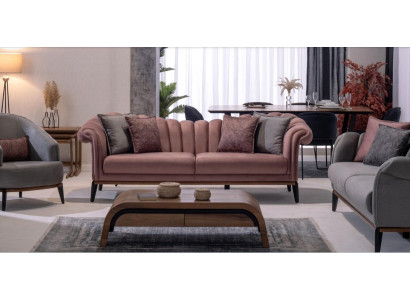 Italienischer Stil 2 Sitzer Wohnzimmer Couch Sofa Polster Sitz Textil Rosa Neu