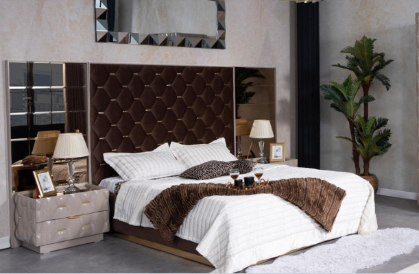 Doppelbett 2 Nachttische Kleiderschrank Schlafzimmermöbel Set 4tlg.