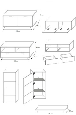 Hochglanz Wohnwand Schrankwand Wohnzimmer Schrank Vitrine Sideboard