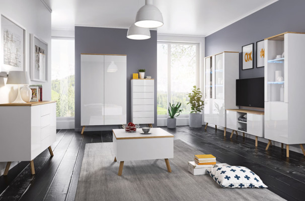 Hochglanz Wohnwand Schrankwand Wohnzimmer RTV Vitrine Sideboard