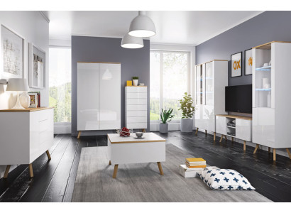 Hochglanz Wohnwand Schrankwand Wohnzimmer RTV Vitrine Sideboard