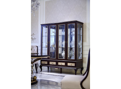 Klassische Design Vitrine Schrank italienische Möbel Vitrinen Glas Neu