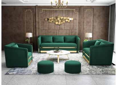 Sofagarnitur 3+2+1 Sitzer Couch Ledersofa Wohnlandschaft Garnitur Design