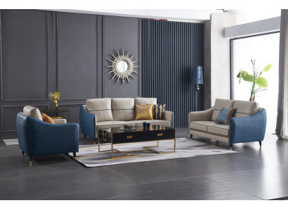 Wohnlandschaft Sofa Polster Sofagarnitur 3+2+1 Couchtisch Beistelltisch