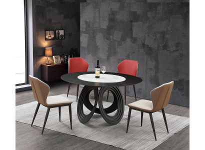Designer Holz Ess Wohn Zimmer Set Deko Tisch 4x Lehn Stühle Set Garnitur